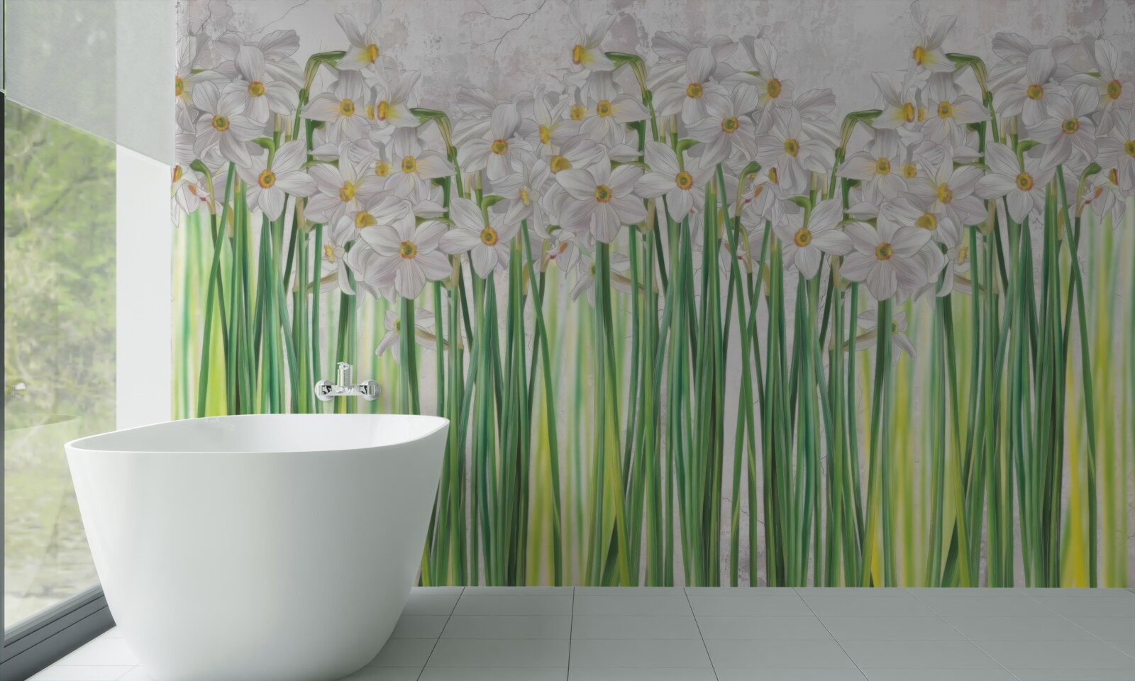 Fotobehang Narcissenbloemen zijn wit