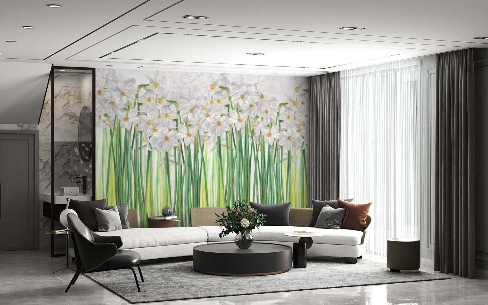 Fotobehang Narcissenbloemen zijn wit