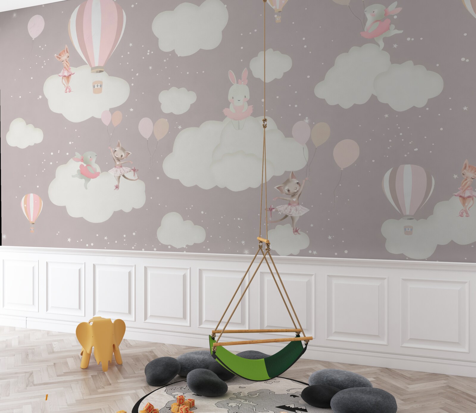 Fotobehang wolken zijn een speeltuin voor dieren geworden