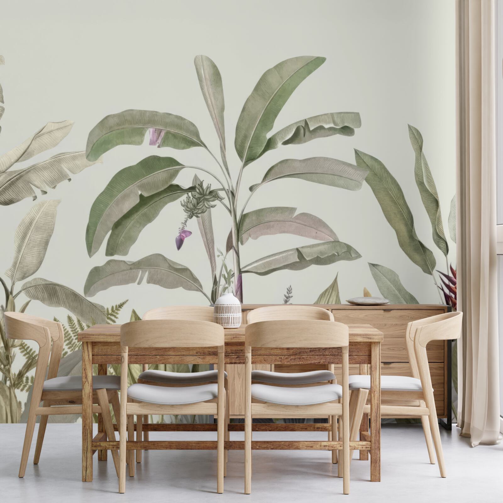 Fotobehang schaars gevormde planten en bladeren