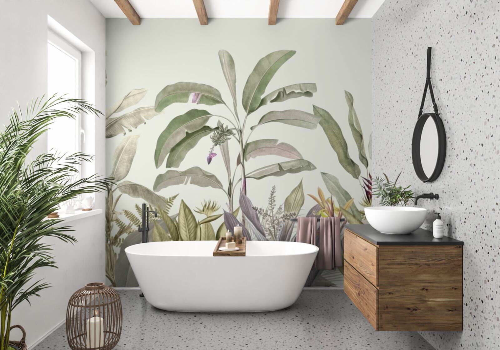 Fotobehang schaars gevormde planten en bladeren