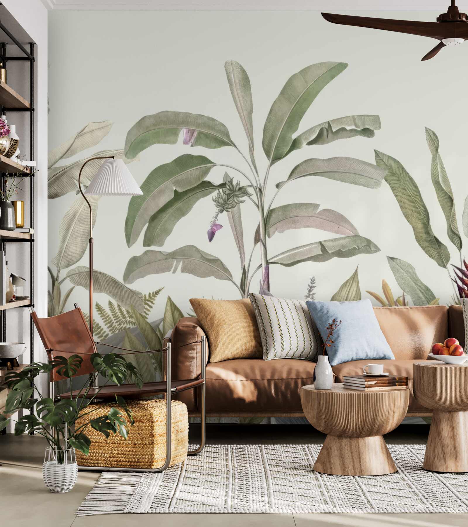 Fotobehang schaars gevormde planten en bladeren