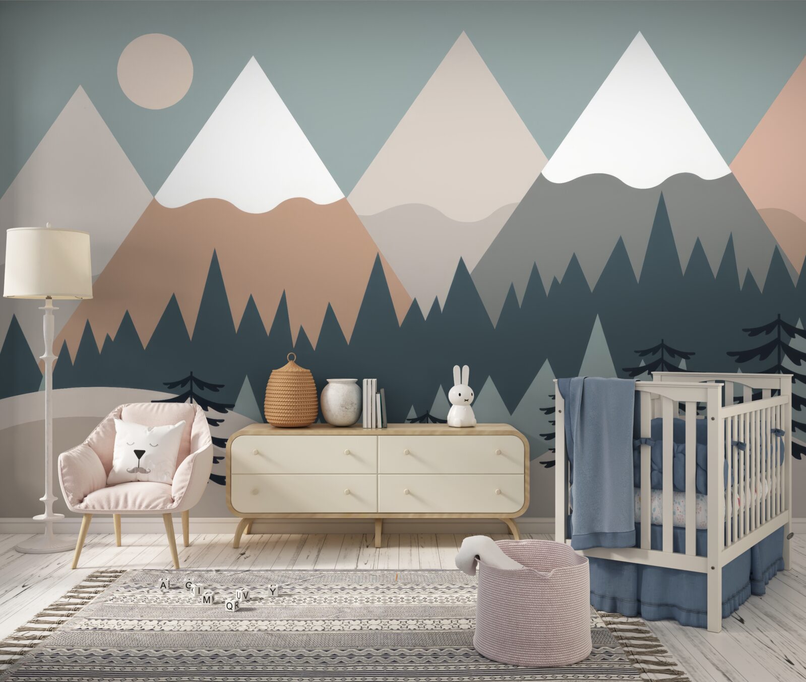 Fotobehang Maanlicht boven de bergen