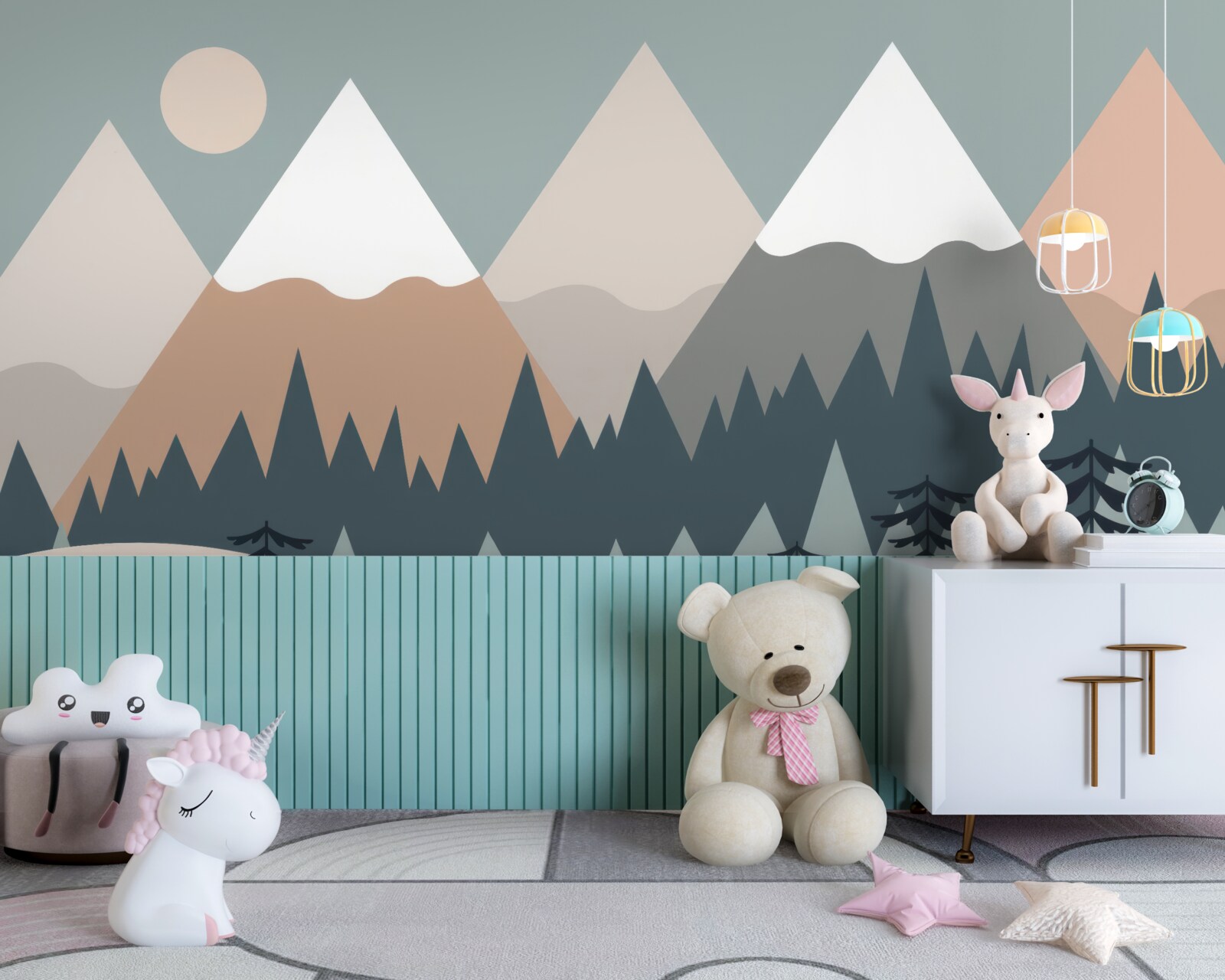 Fotobehang Maanlicht boven de bergen