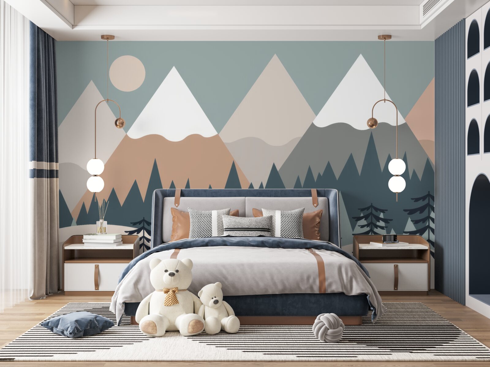 Fotobehang Maanlicht boven de bergen