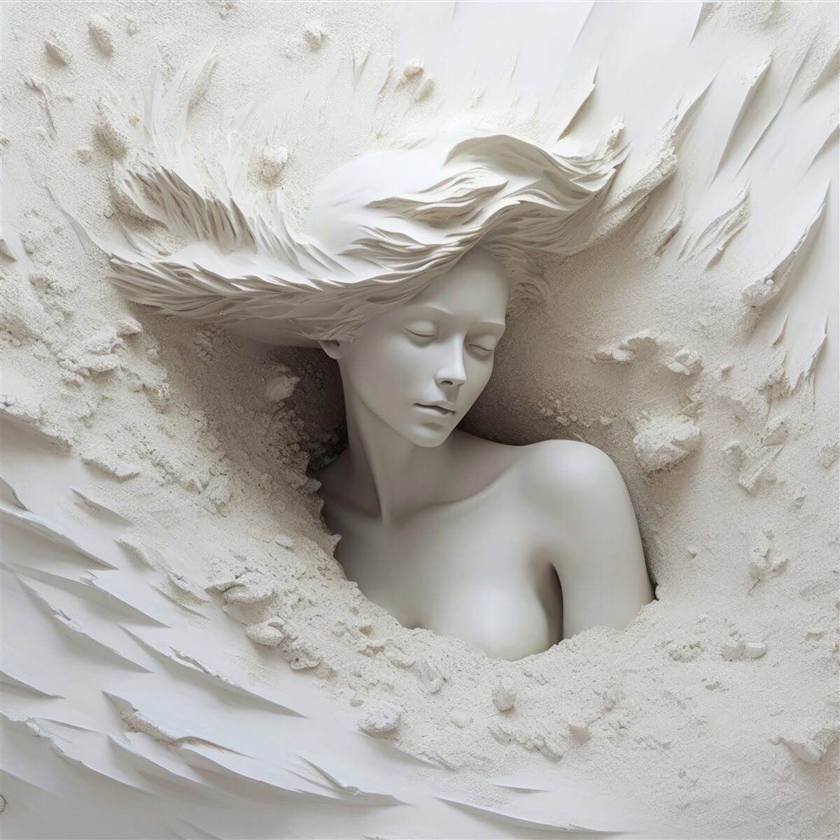 Fotobehang jongedame met vrij uitlopende krullen