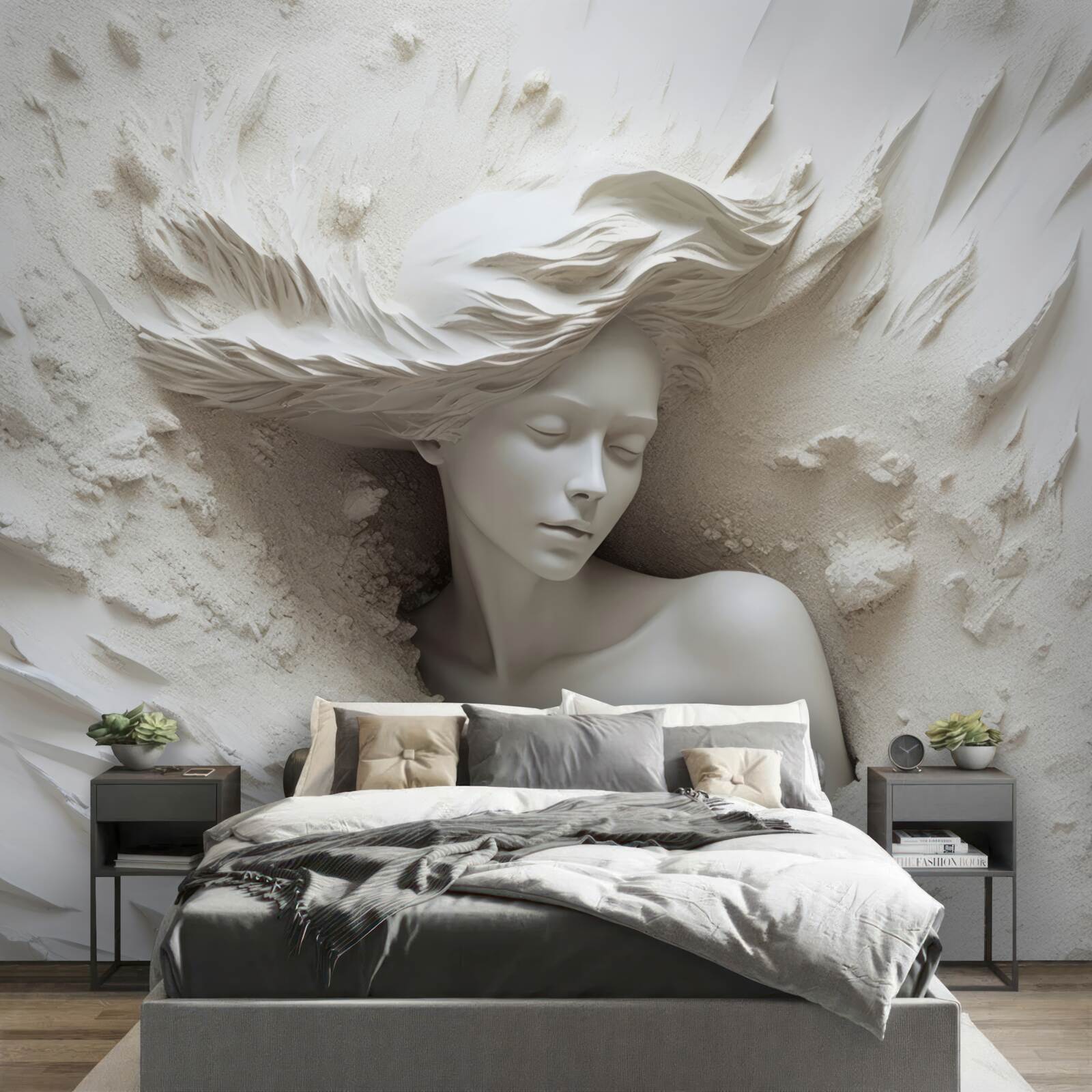 Fotobehang jongedame met vrij uitlopende krullen