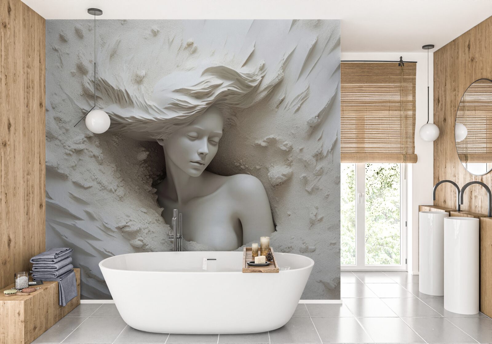 Fotobehang jongedame met vrij uitlopende krullen