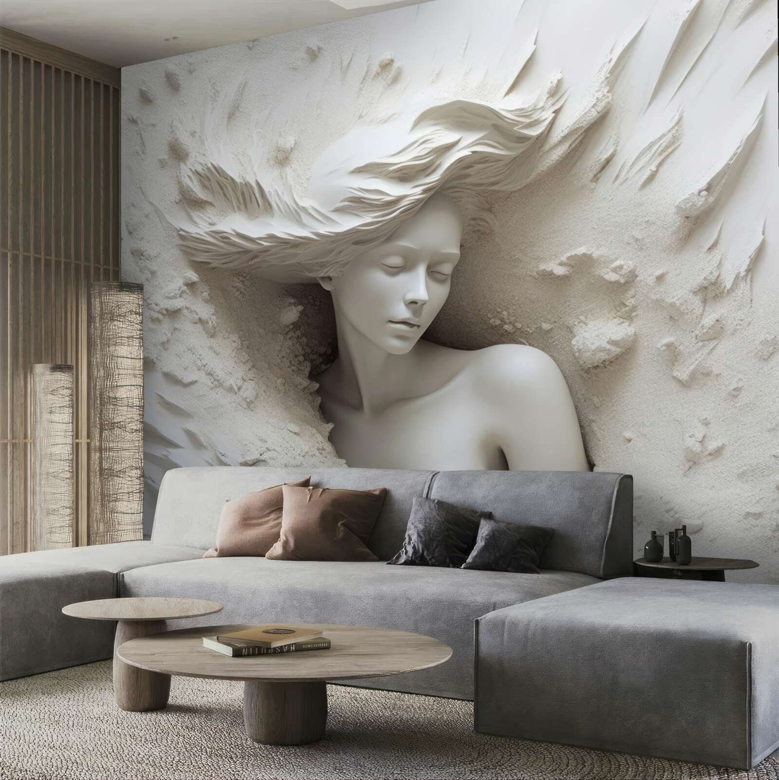 Fotobehang jongedame met vrij uitlopende krullen