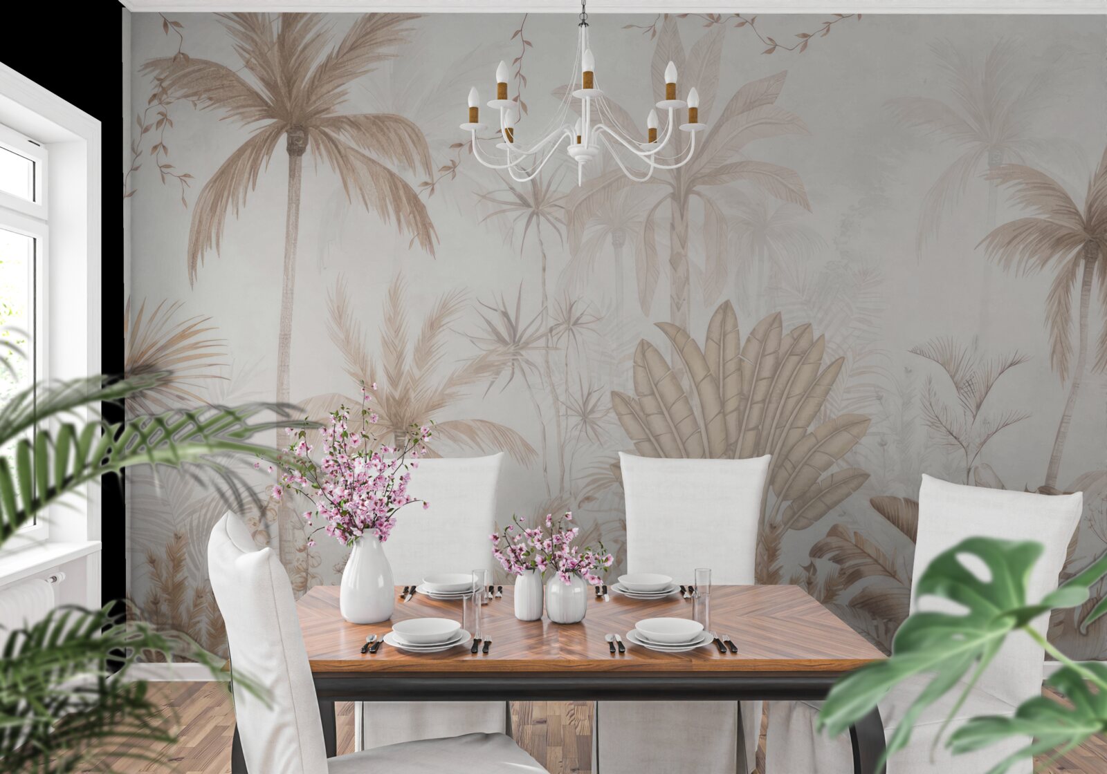 Fotobehang planten in bruintinten