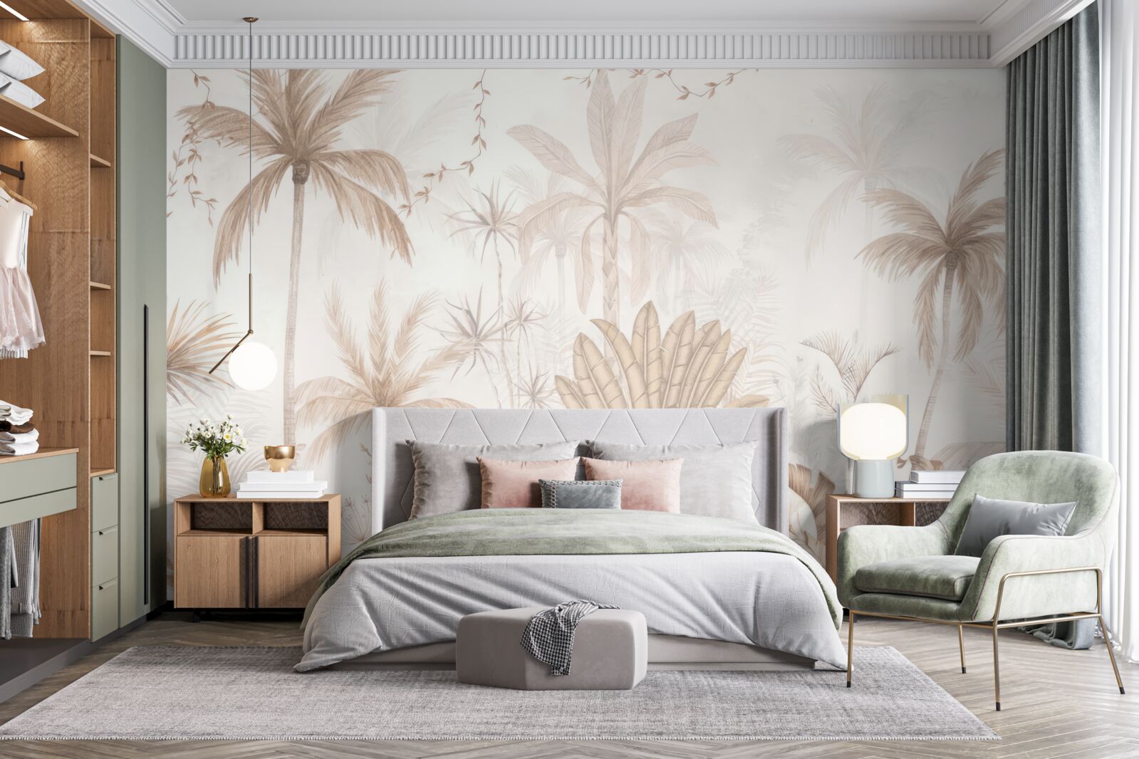 Fotobehang planten in bruintinten