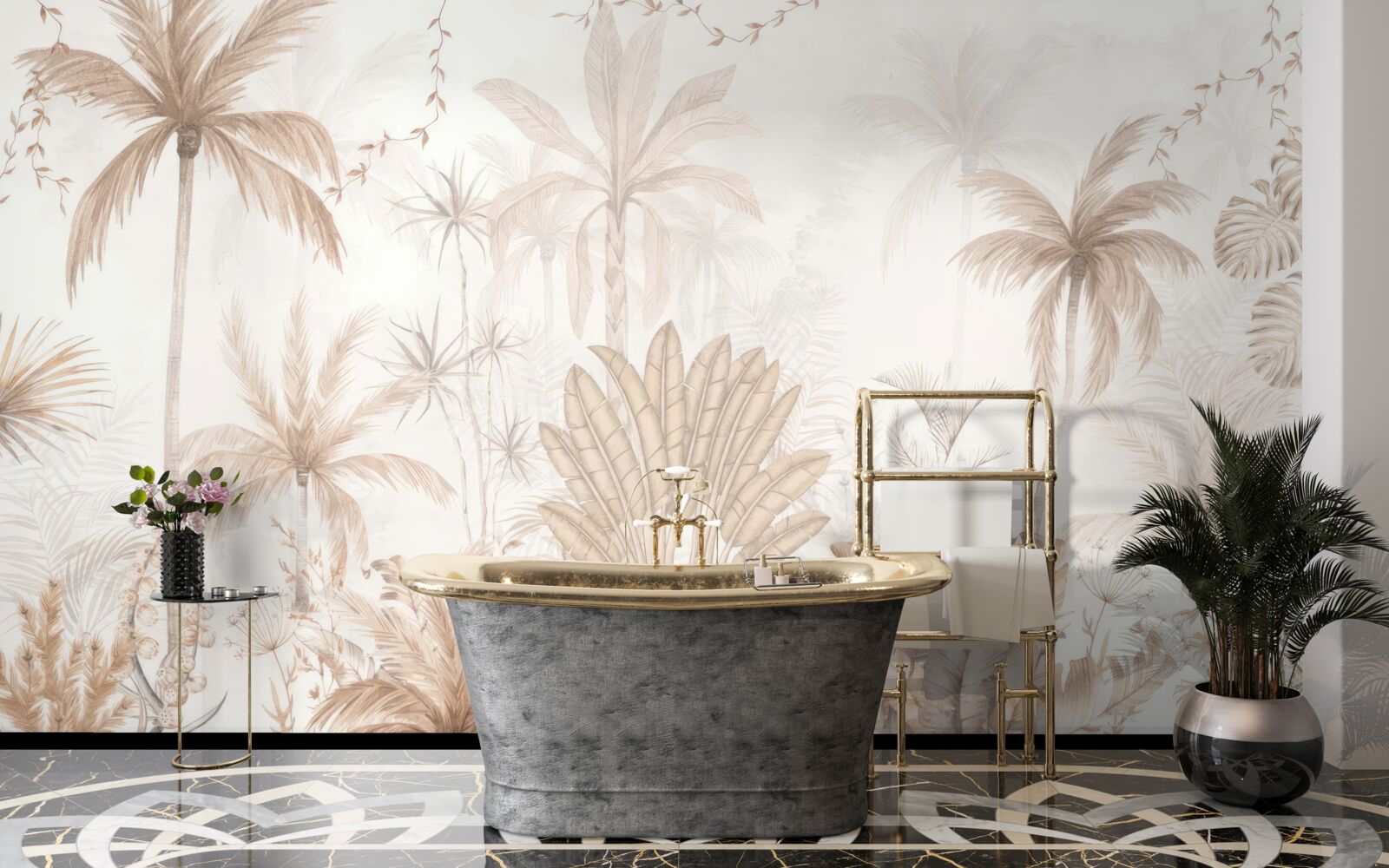 Fotobehang planten in bruintinten