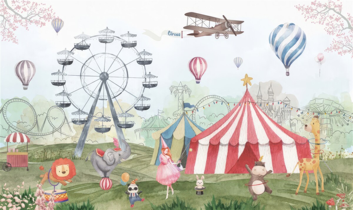 Fotobehang feesttent circus en reuzenrad