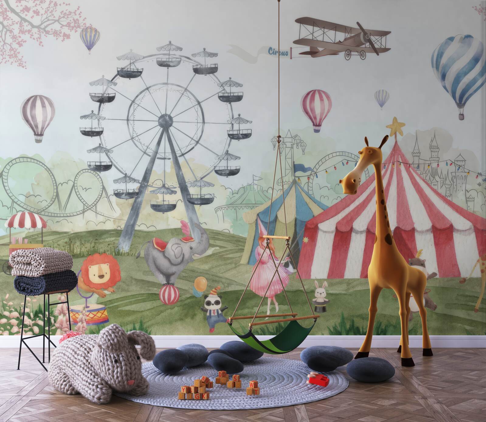 Fotobehang feesttent circus en reuzenrad