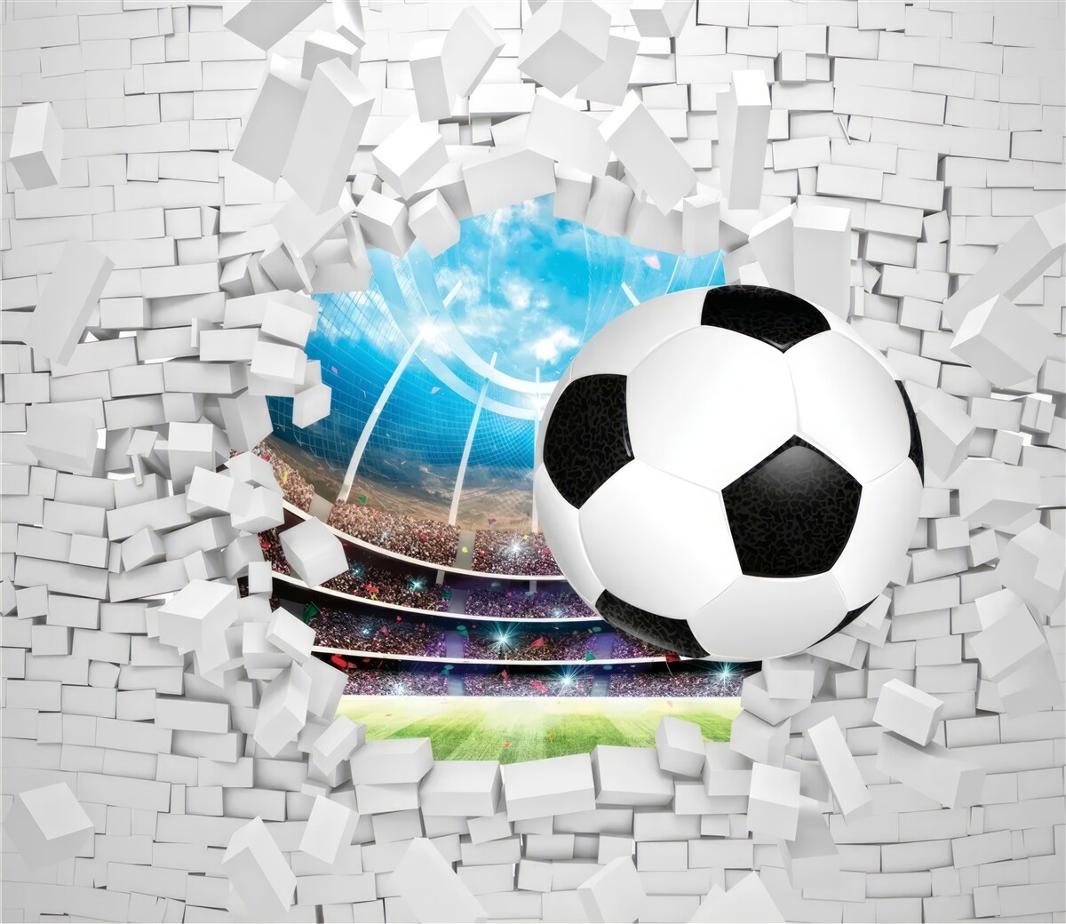 Fotobehang voetbalveld en -bal