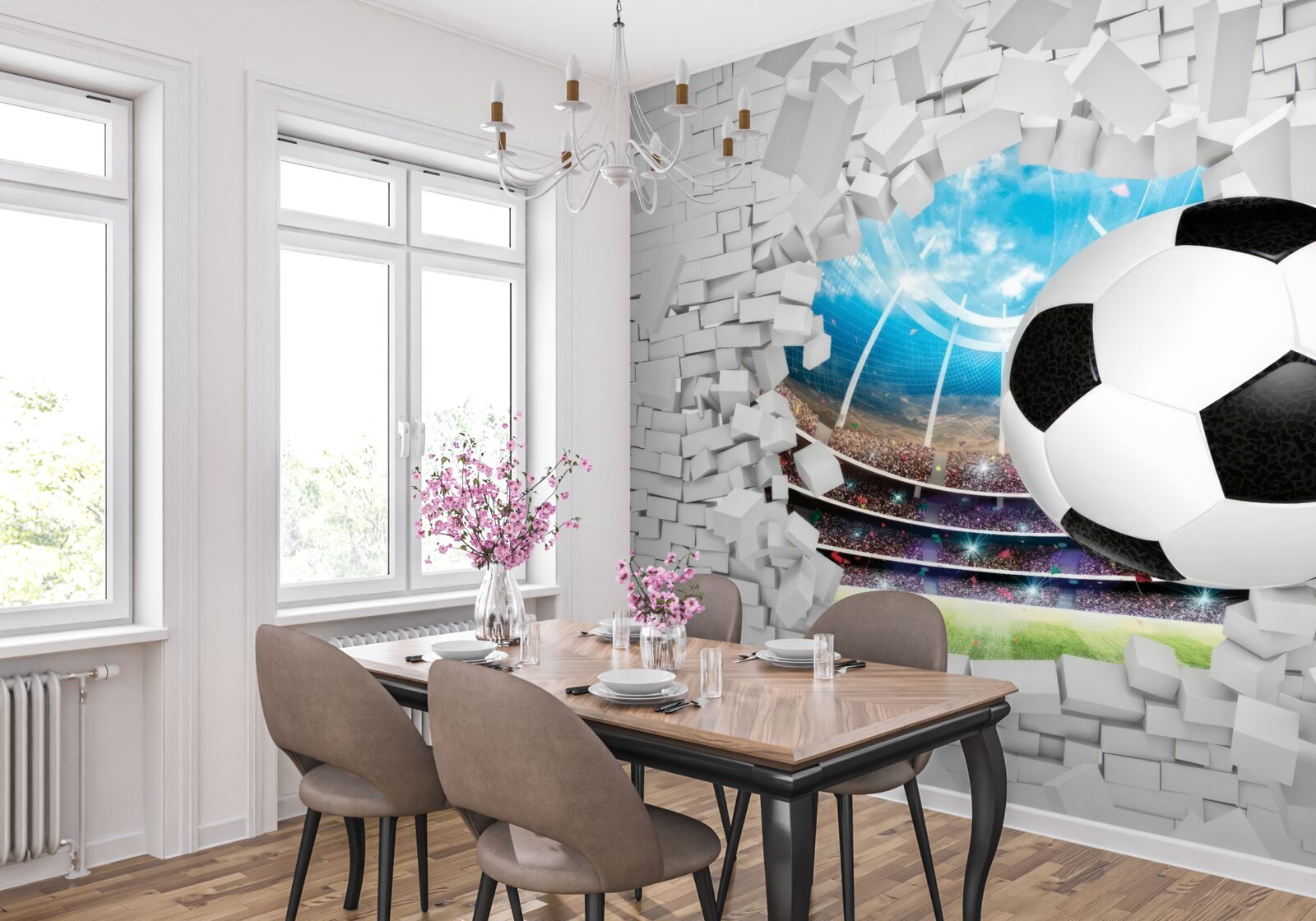 Fotobehang voetbalveld en -bal
