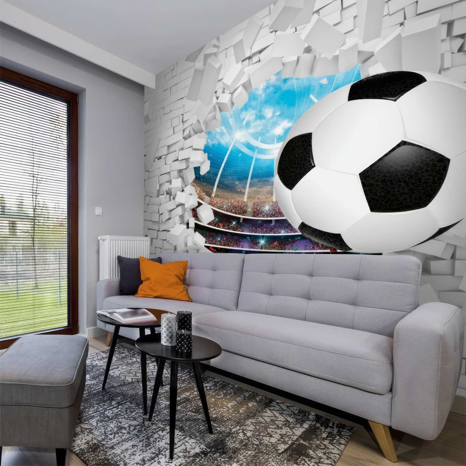 Fotobehang voetbalveld en -bal