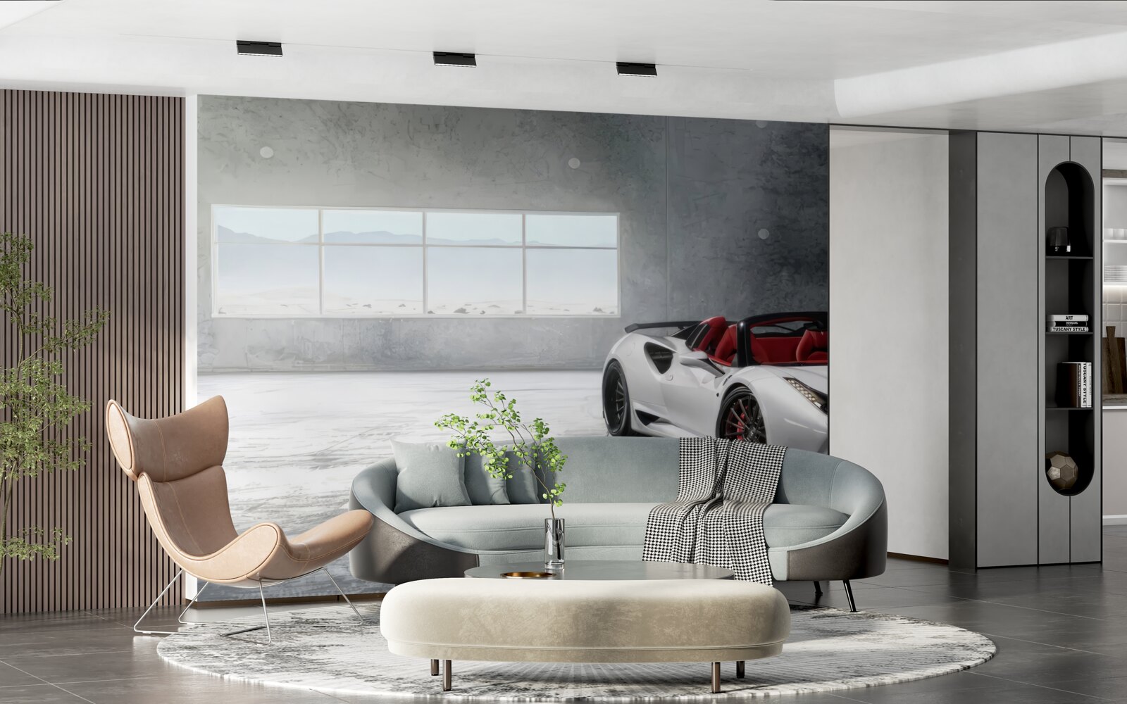 Fotobehang witte sport cabriolet