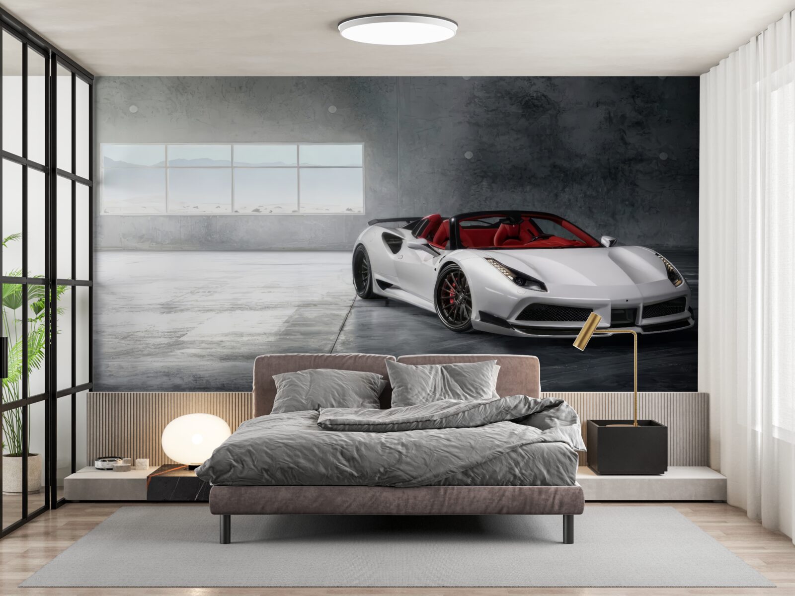 Fotobehang witte sport cabriolet
