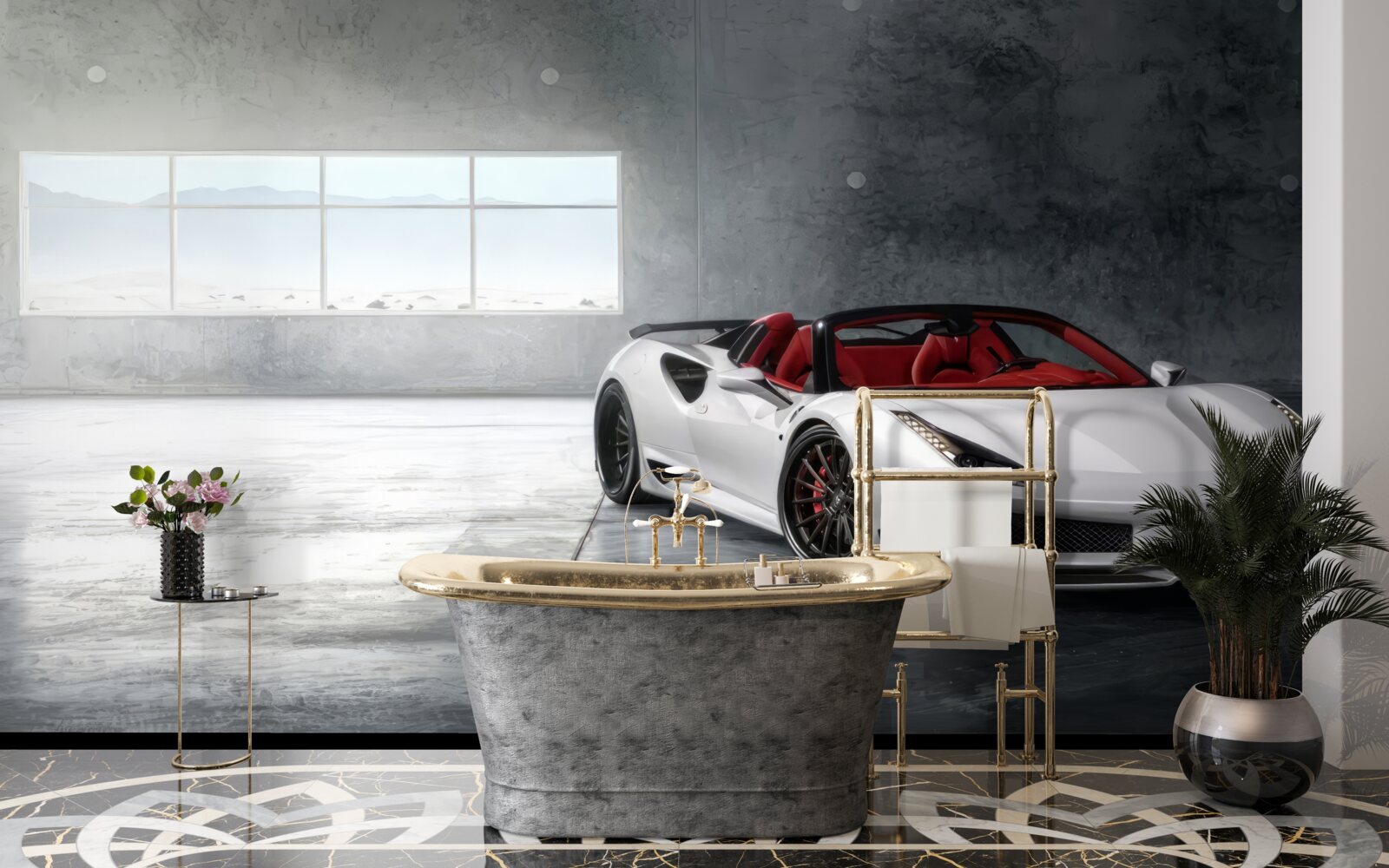 Fotobehang witte sport cabriolet