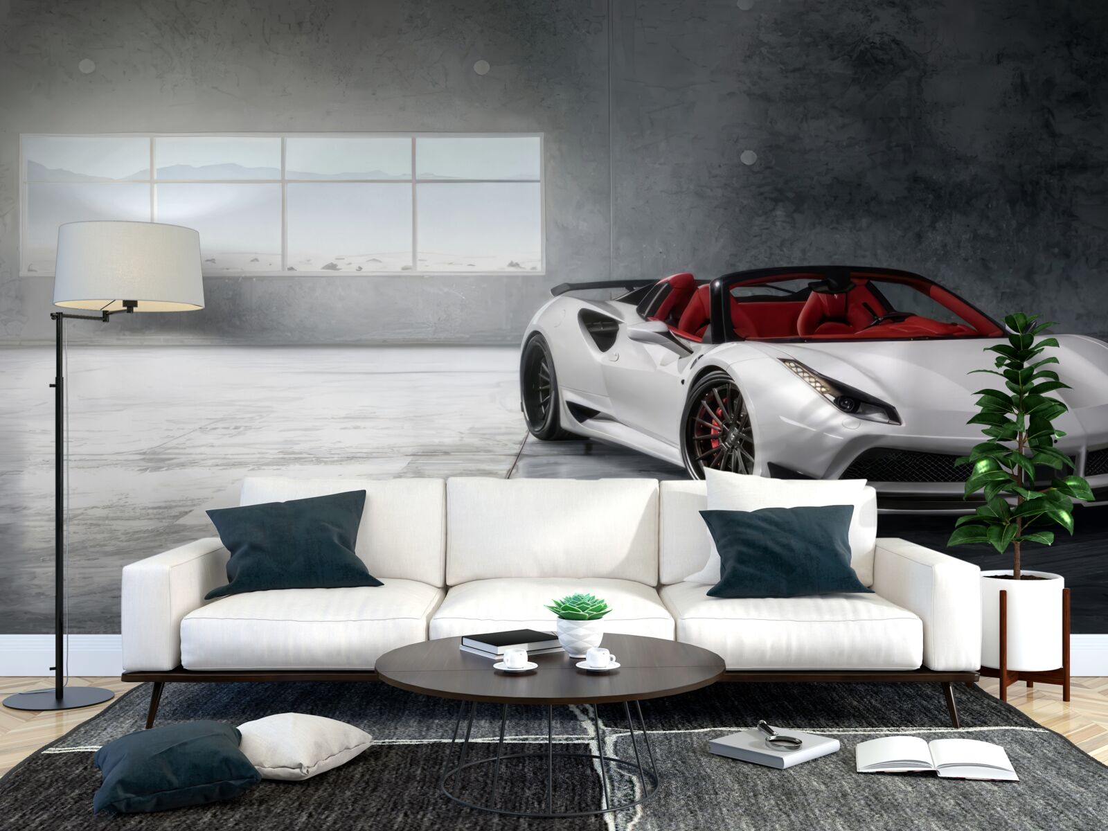 Fotobehang witte sport cabriolet