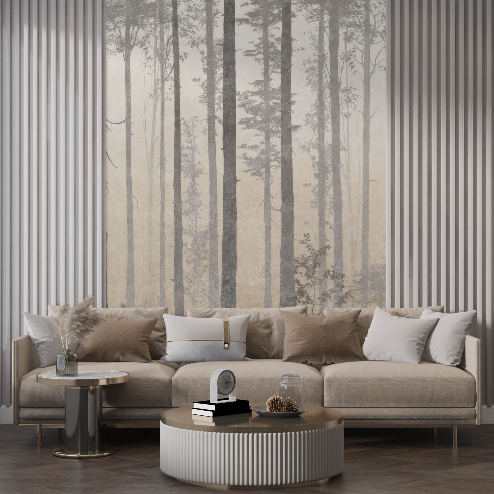 Fotobehang mglisty las