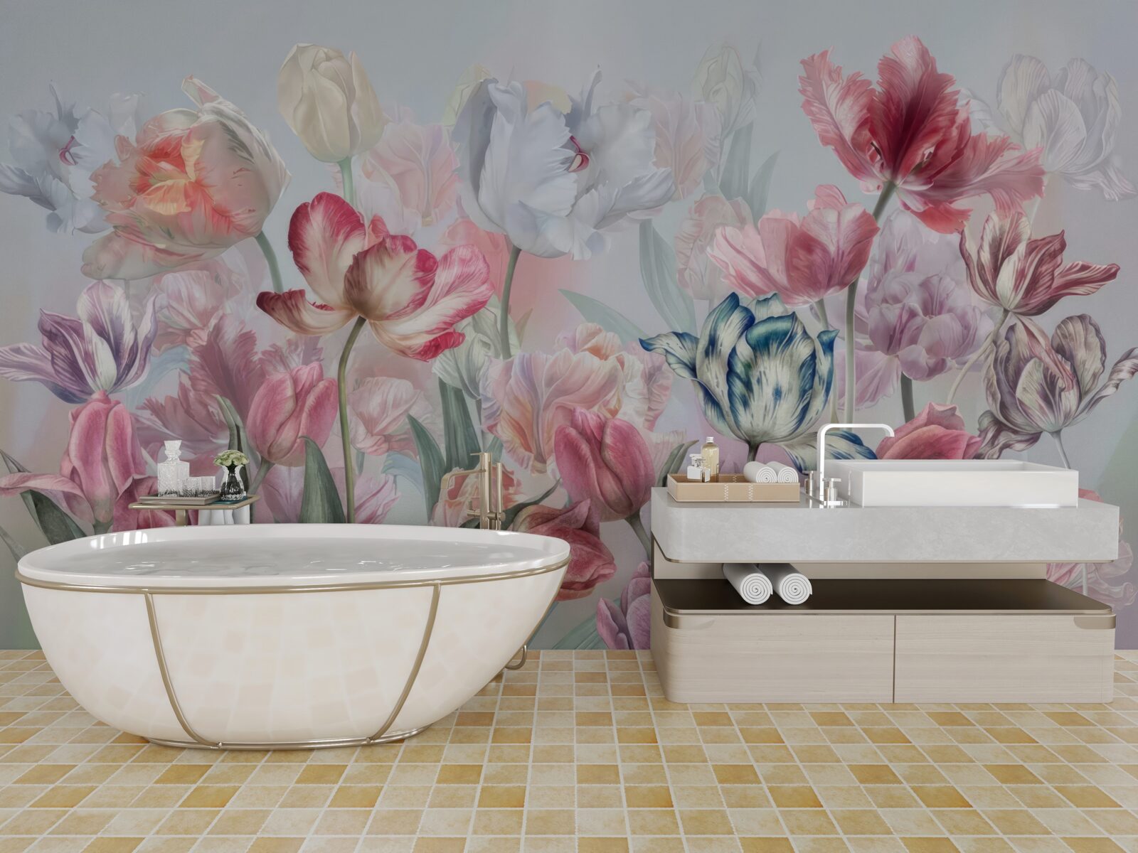 Fotobehang verscheidenheid aan prachtige bloemen