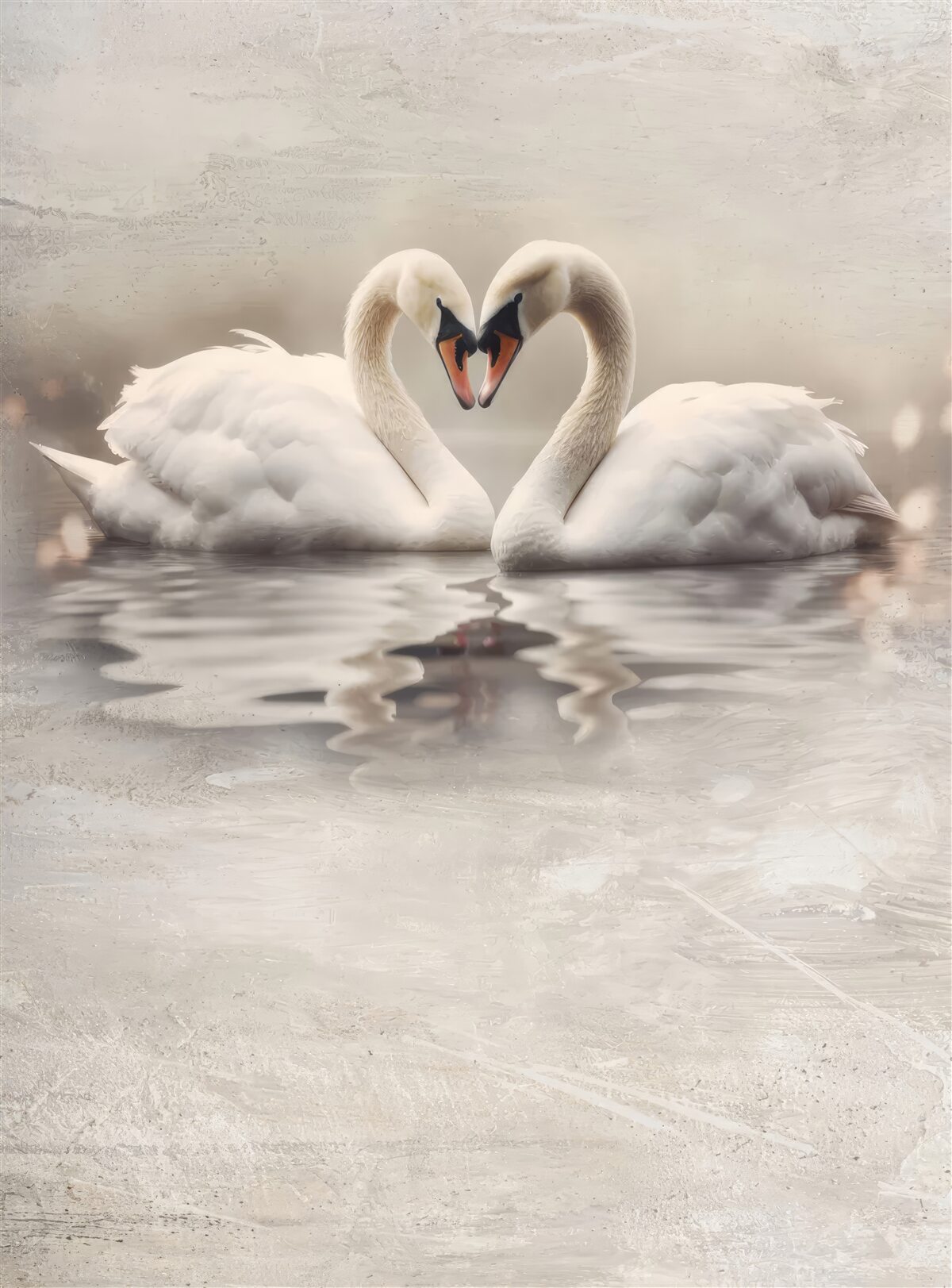 Fotobehang een paar sneeuwwitte zwanen