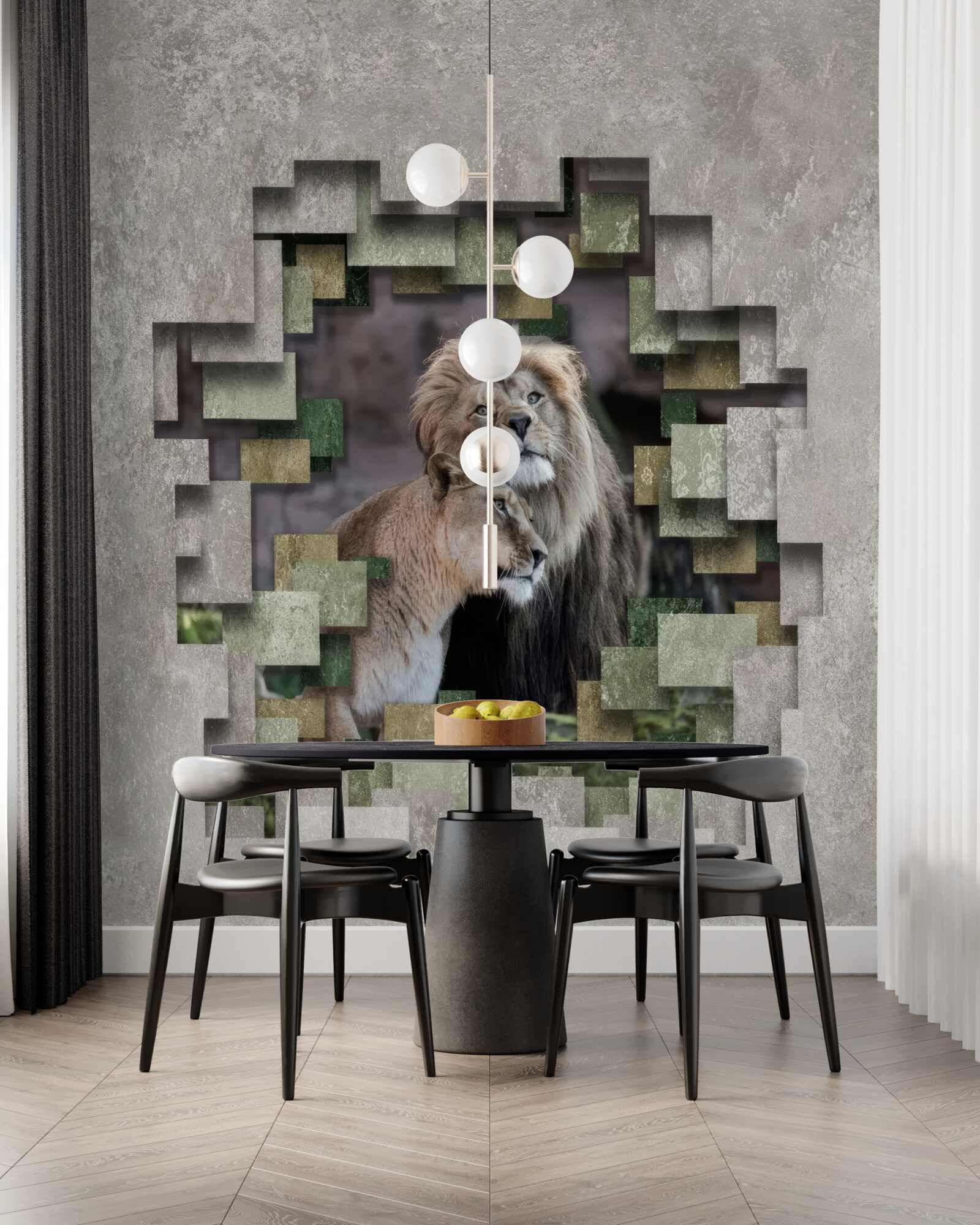 Fotobehang leeuw en leeuwin verenigd