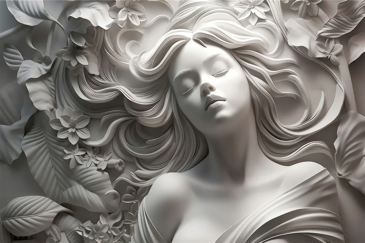 Fotobehang een meisje met gesloten ogen