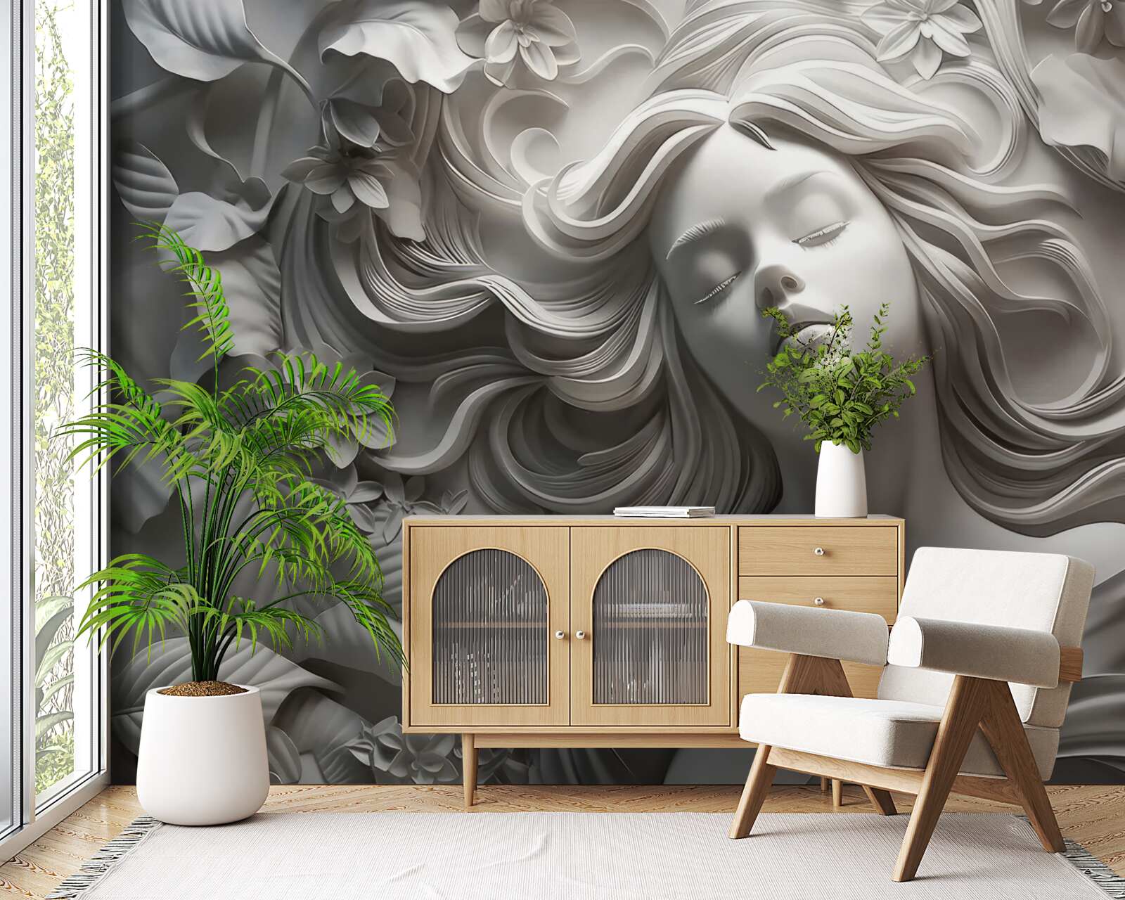 Fotobehang een meisje met gesloten ogen