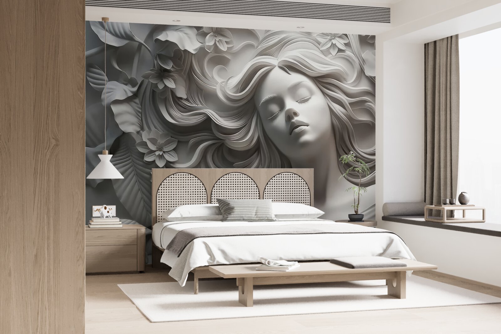 Fotobehang een meisje met gesloten ogen