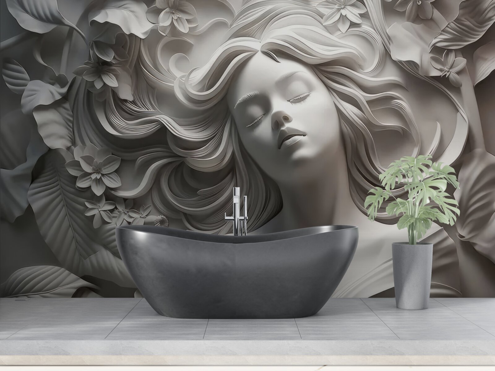 Fotobehang een meisje met gesloten ogen