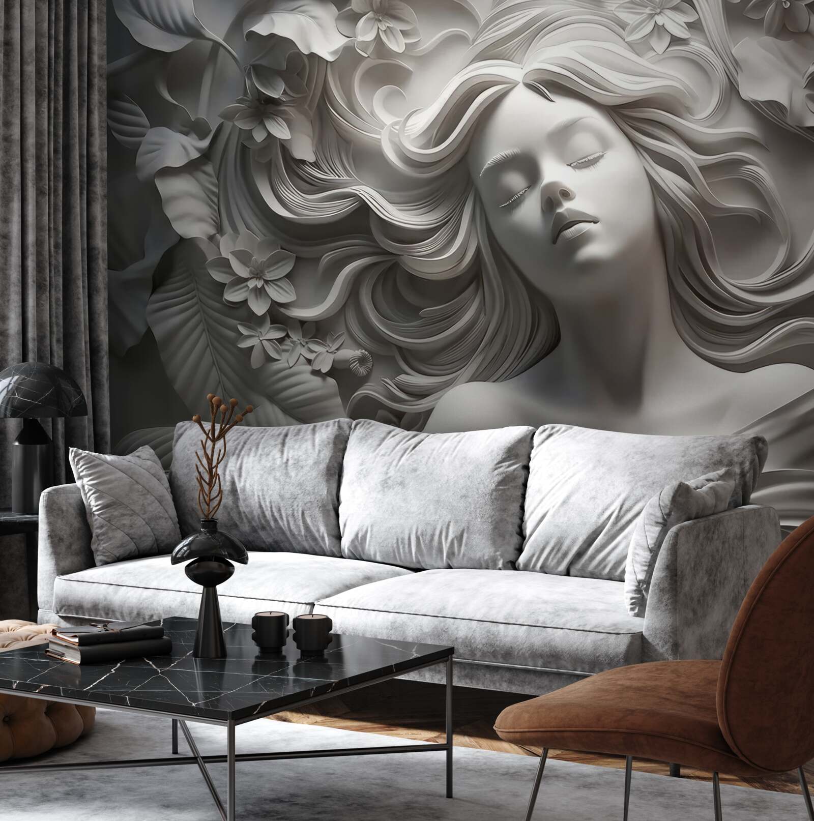 Fotobehang een meisje met gesloten ogen