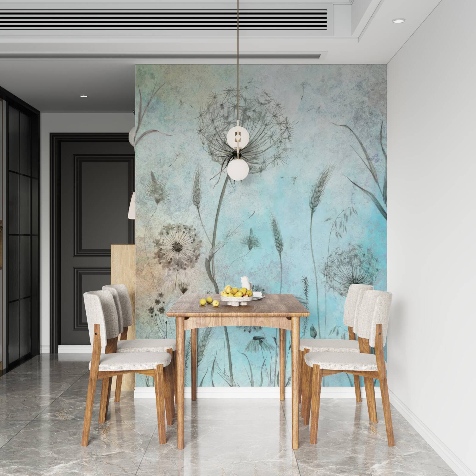 Fotobehang tarwe en paardenbloem