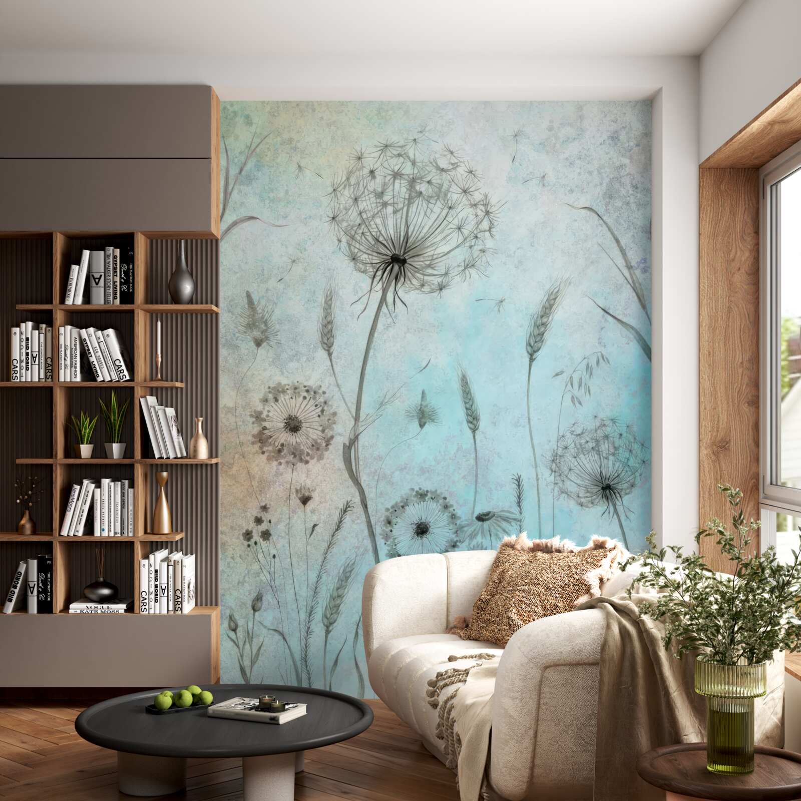 Fotobehang tarwe en paardenbloem