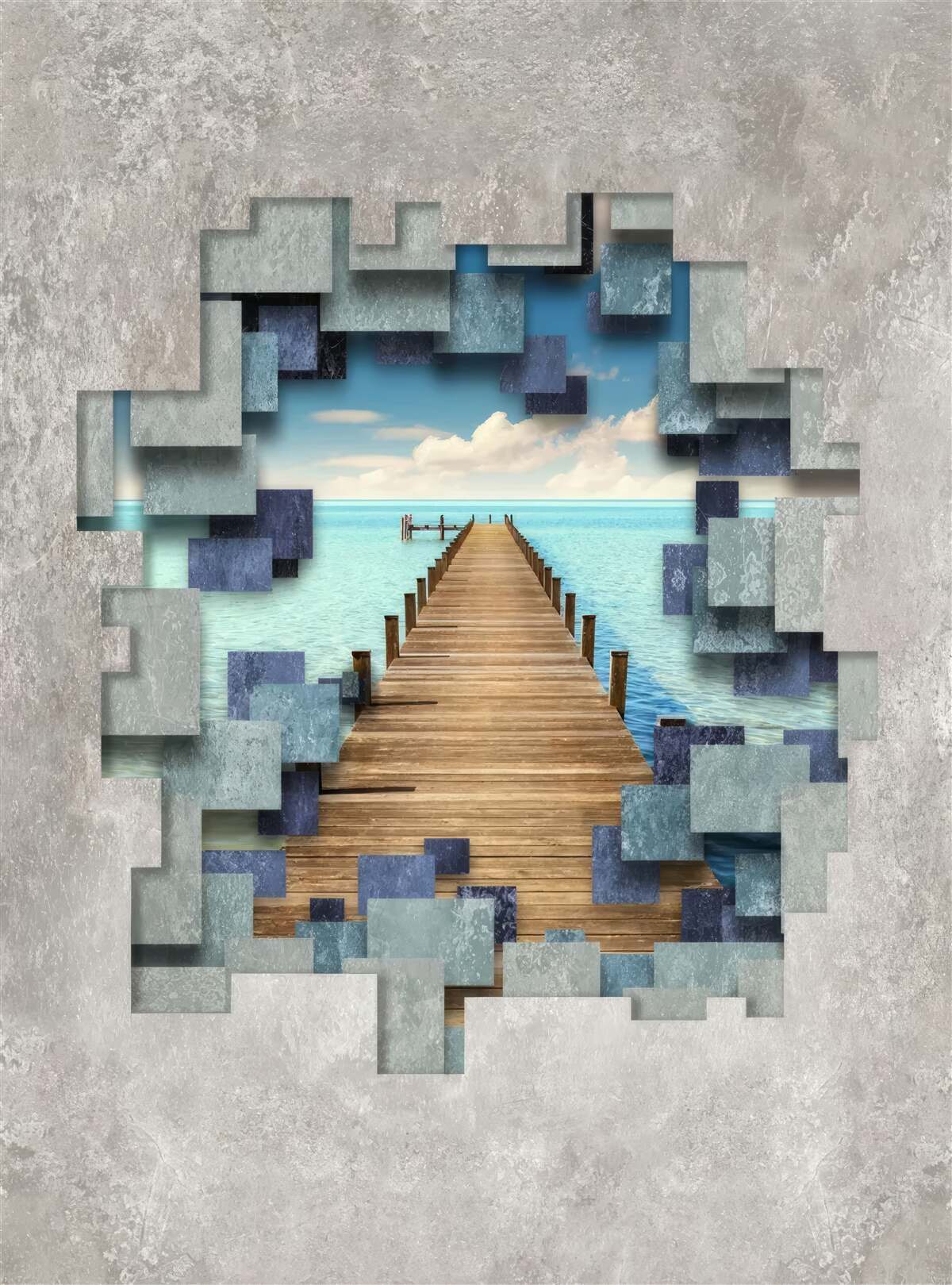 Fotobehang uitzicht op de brug en de oceaan