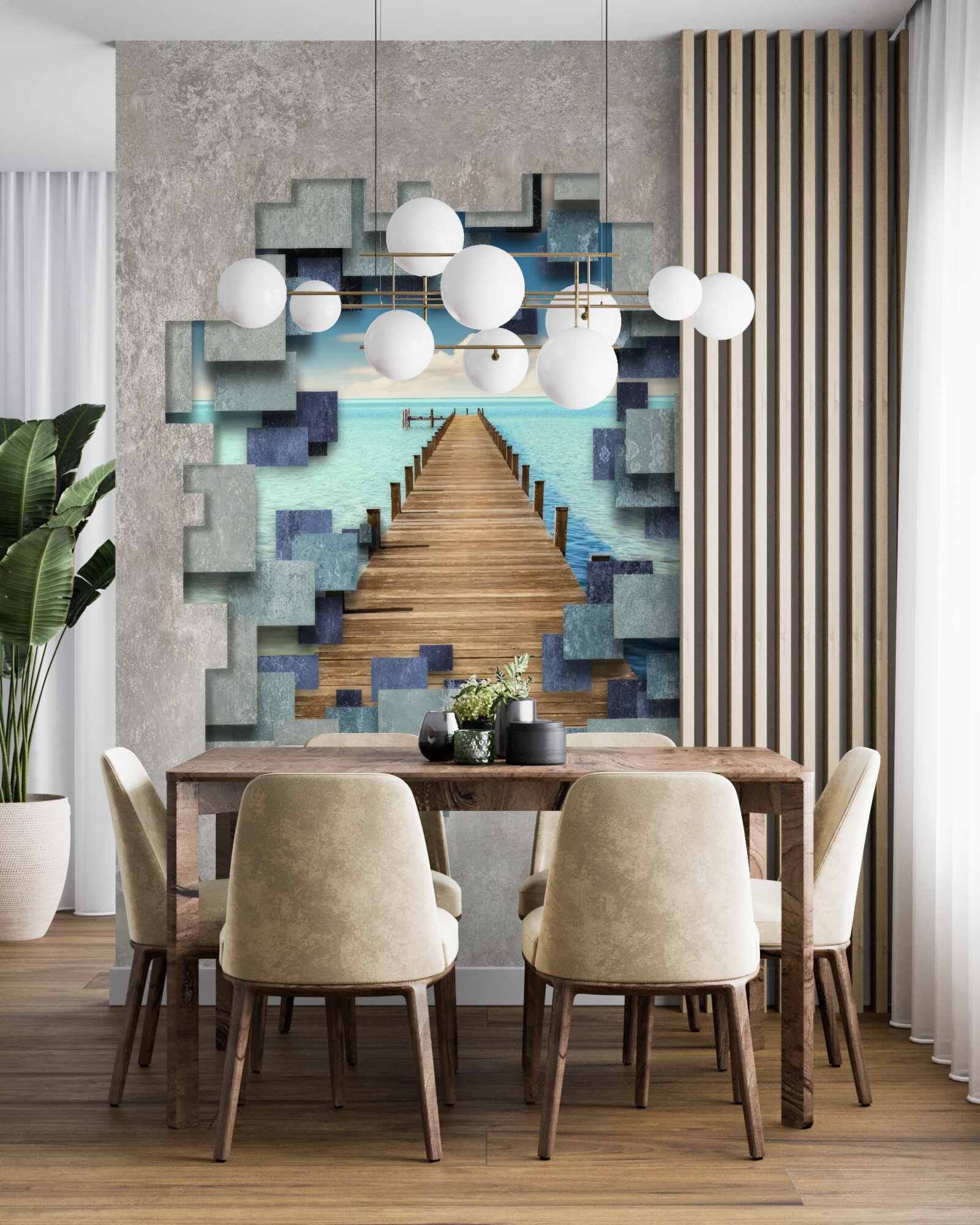 Fotobehang uitzicht op de brug en de oceaan