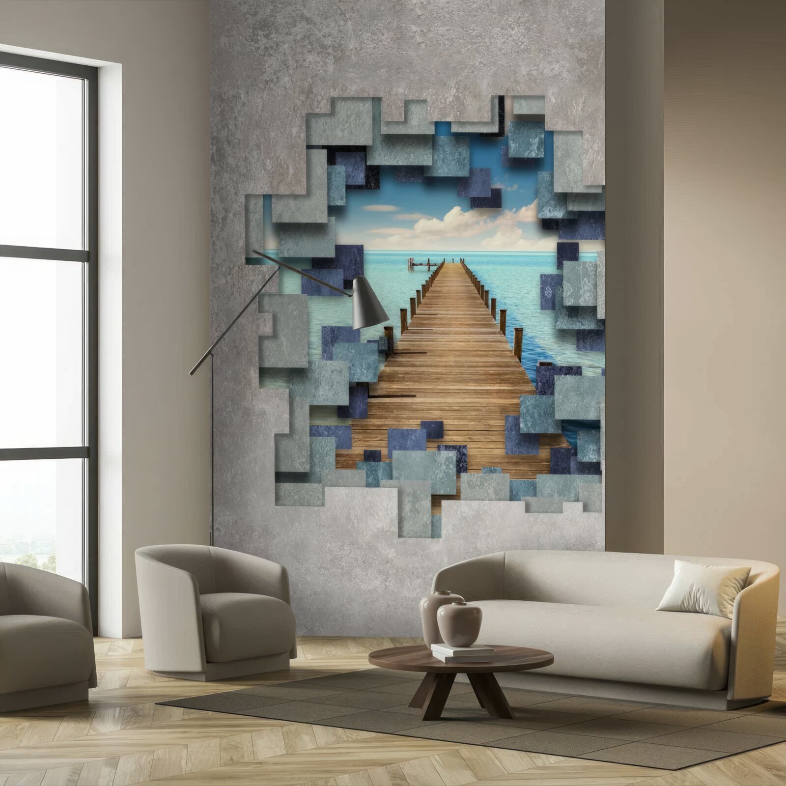 Fotobehang uitzicht op de brug en de oceaan