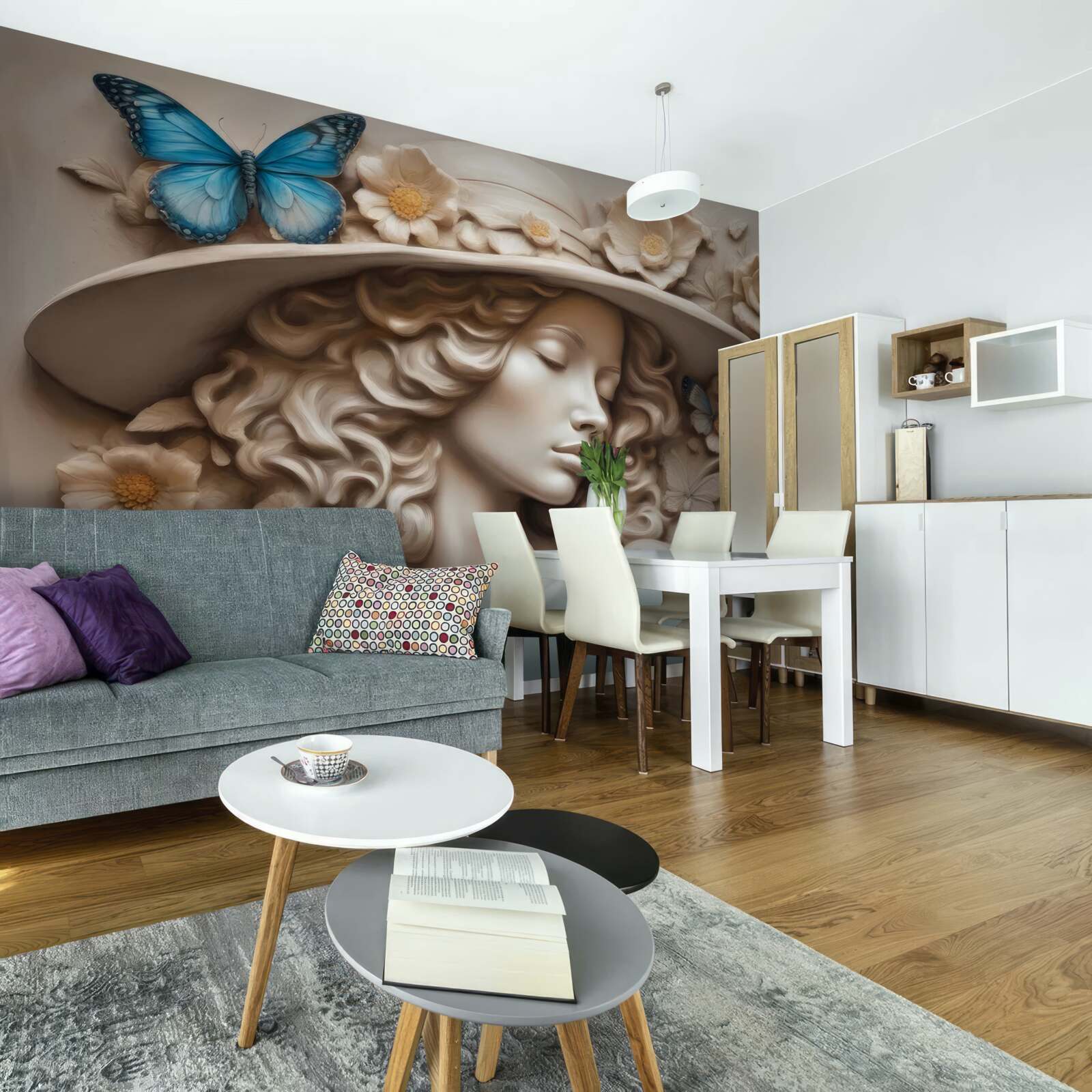 Fotobehang meisje met hoed en gesloten ogen