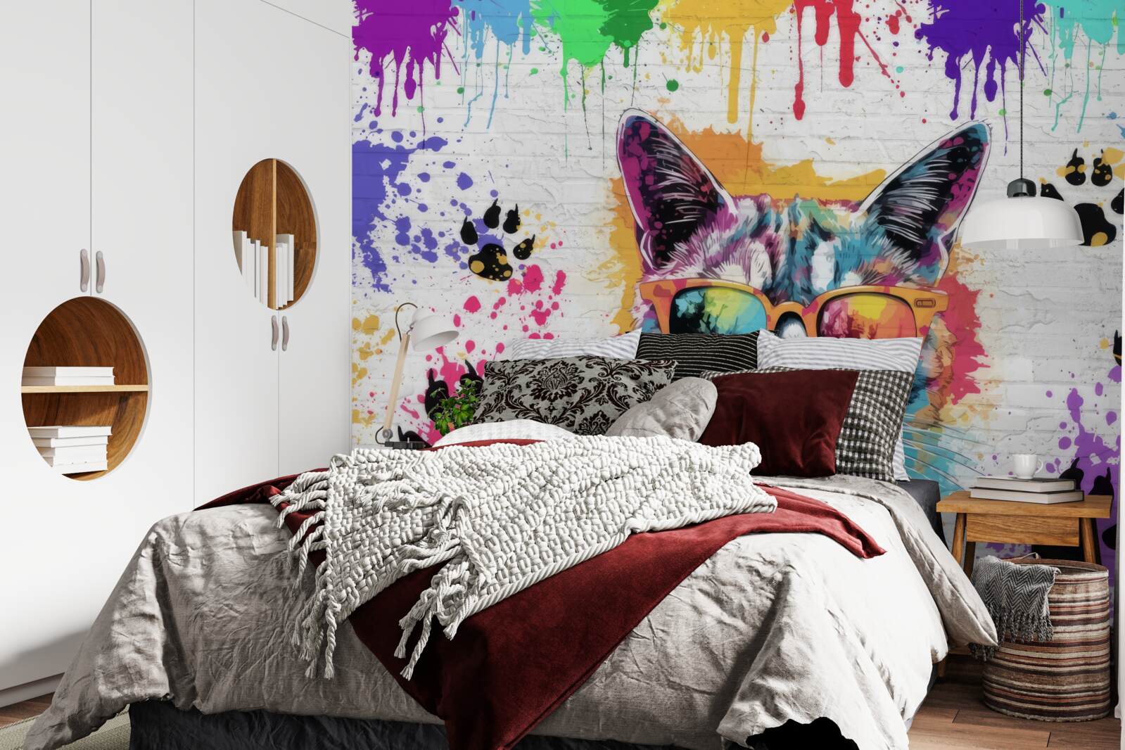 Fotobehang kat met bril