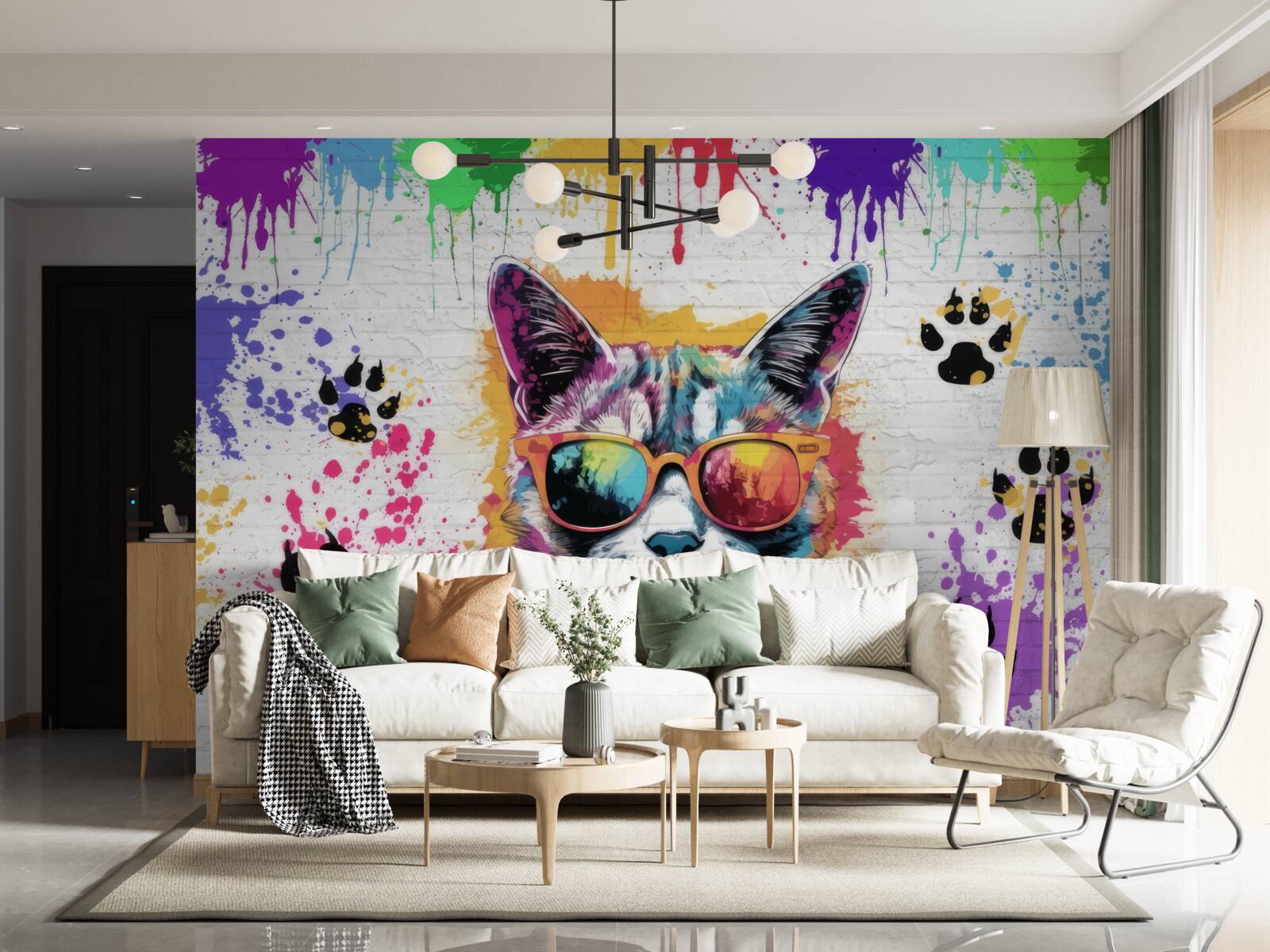 Fotobehang kat met bril