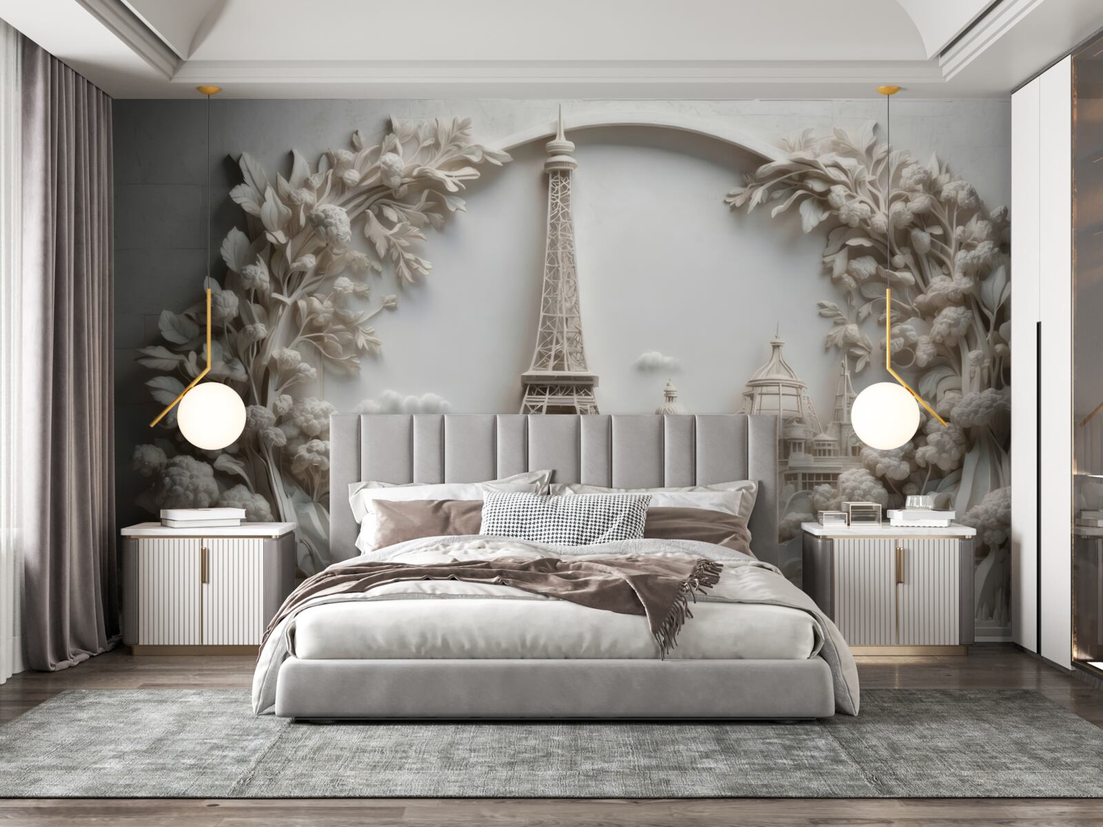 Fotobehang eiffeltoren ingepakt in vegetatie