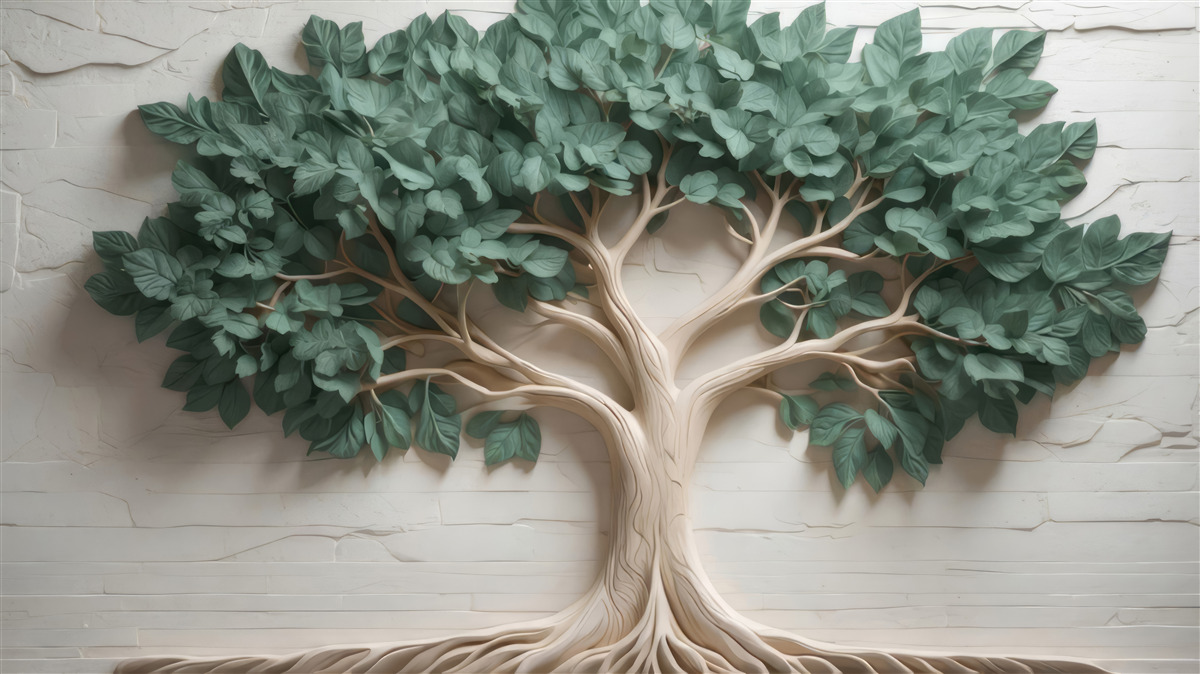 Fotobehang boom met dicht groen blad