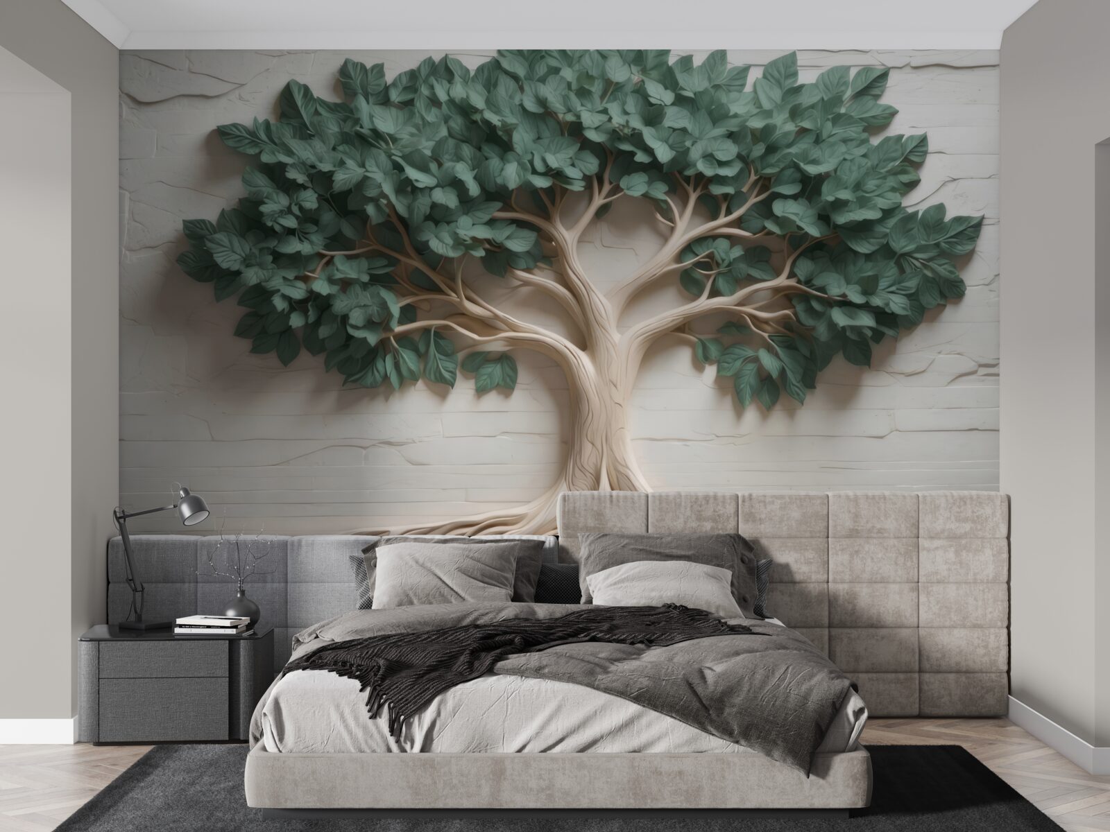 Fotobehang boom met dicht groen blad