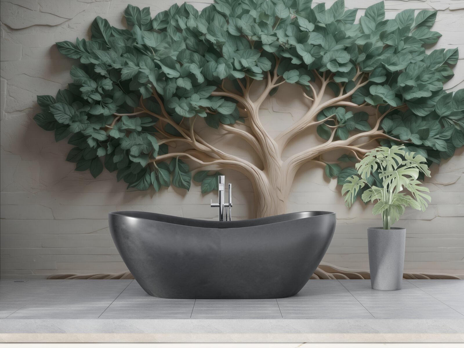 Fotobehang boom met dicht groen blad