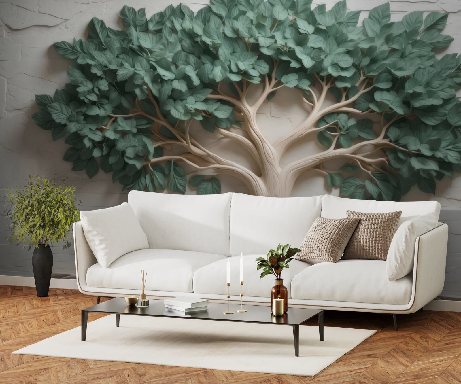 Fotobehang boom met dicht groen blad