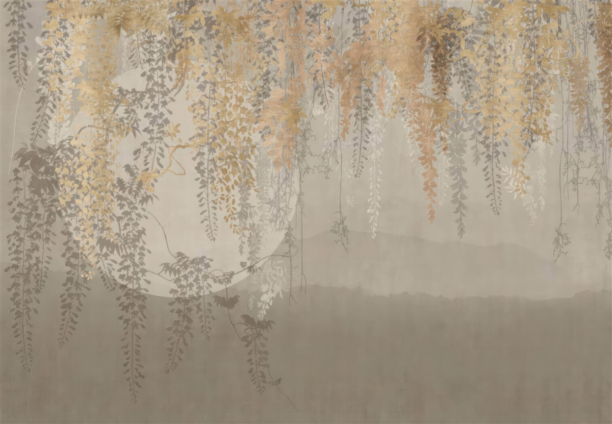 Fotobehang dunne planten die naar beneden reiken