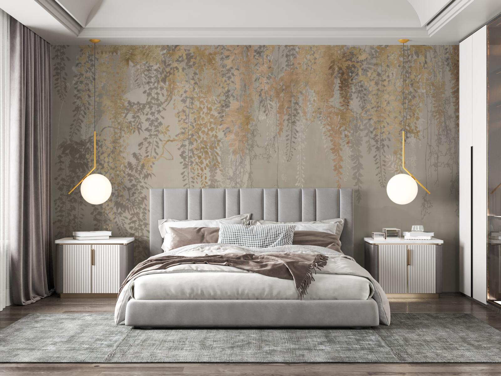 Fotobehang dunne planten die naar beneden reiken