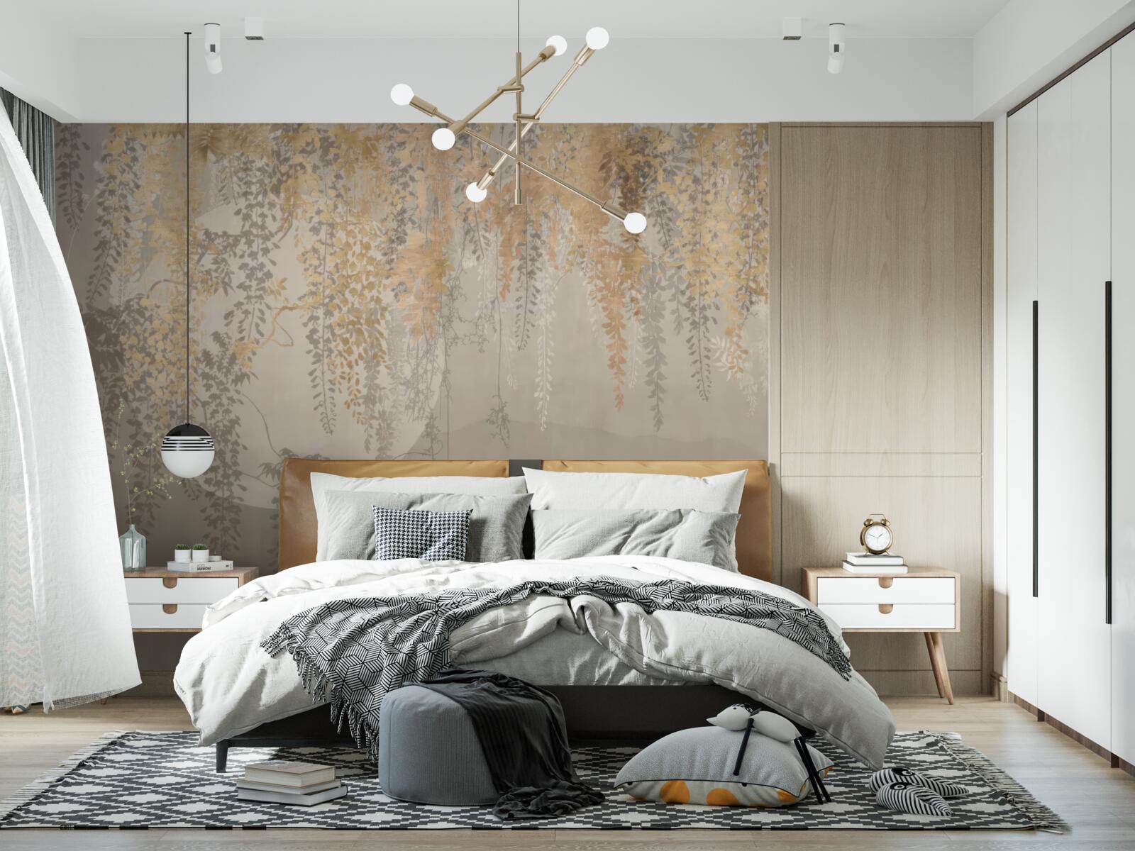 Fotobehang dunne planten die naar beneden reiken